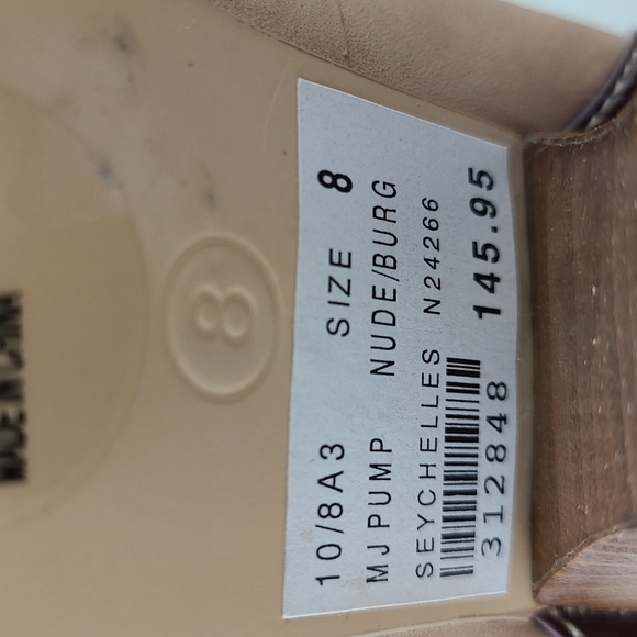 Seychelles  Retro Asterisk Nude Patent Burgundy Peep Toe Mary Jane Heels Size 8 - Picture 12 of 15